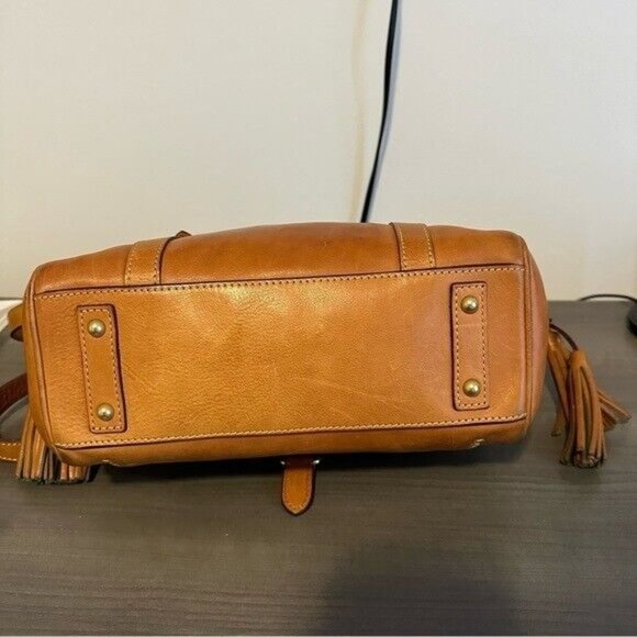 Dooney & Bourke Florentine Pocket Vaccheta Leather Satchel Bag Cognac - Picture 8 of 13